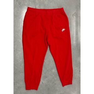 Nike Red Fleece Jogger Sweatpants Mens XL Christmas Holiday Ankle Cuff
